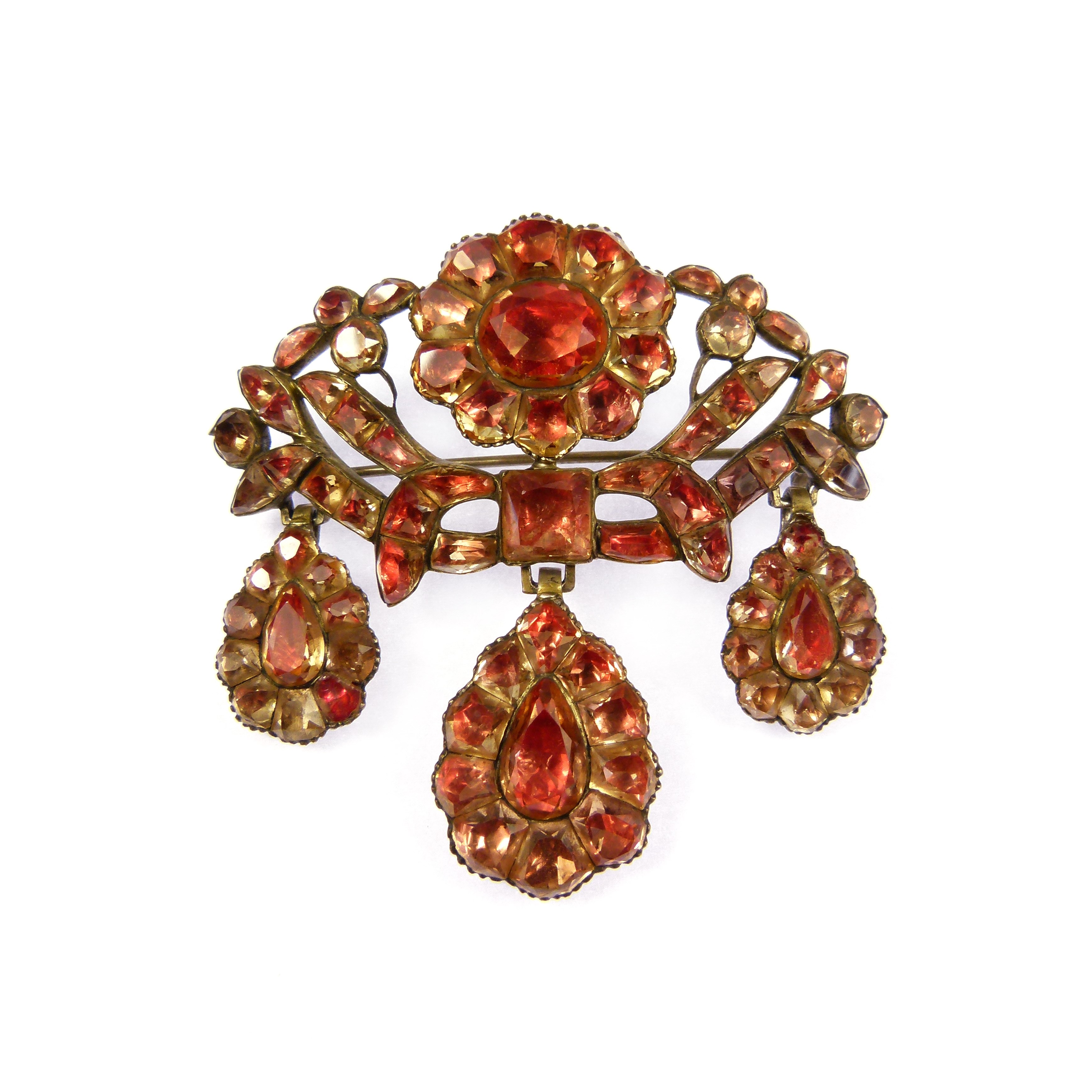 Golden orange topaz girandole pendant-brooch